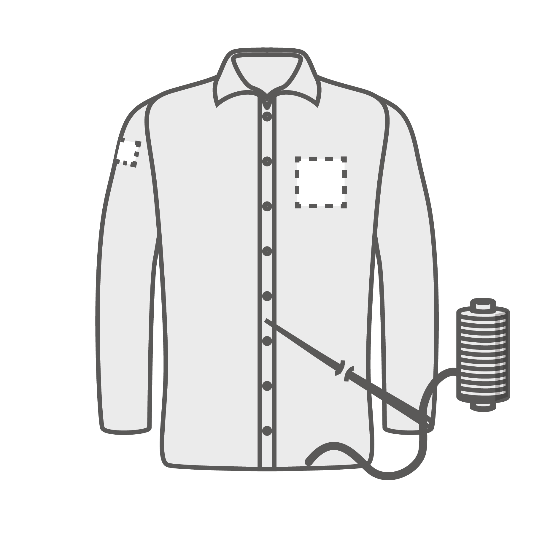 Poitrine gauche et manche droite (10x10 cm)(8x4 cm) Broderie