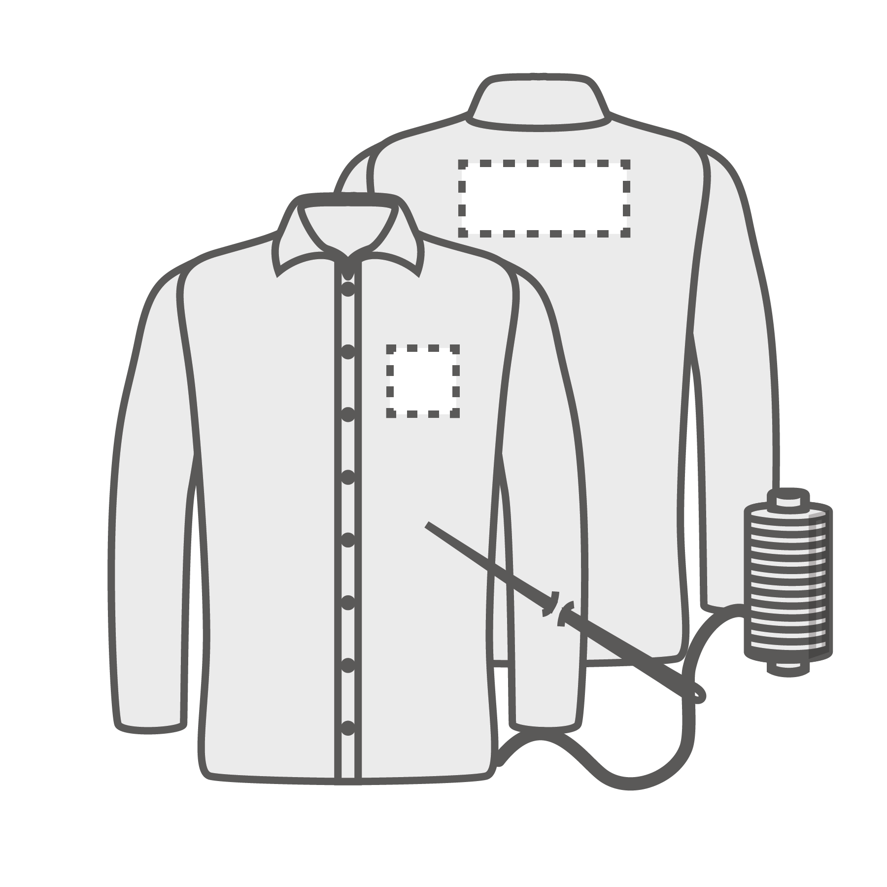 Poitrine et dos gauche (10x10 cm)(16x12 cm) Broderie