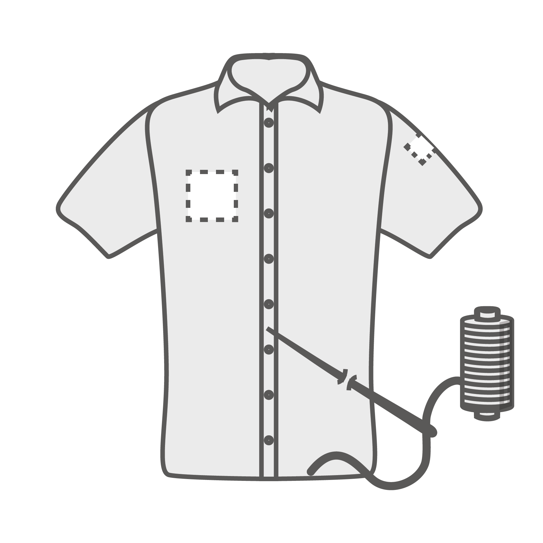 Poitrine droite et manche gauche (10x10 cm)(8x4 cm) Broderie