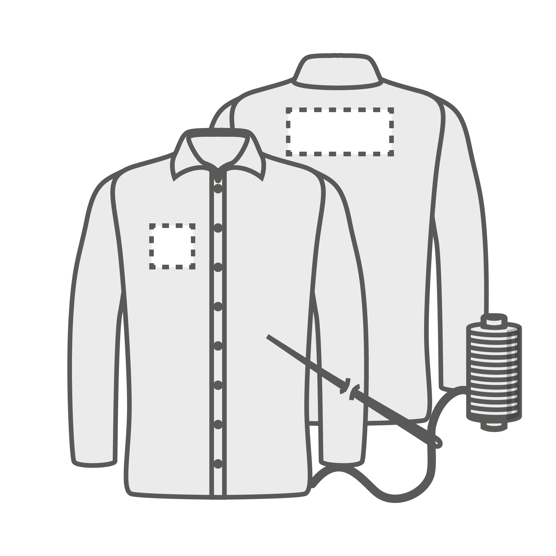 Poitrine et dos droits (10x10 cm)(16x12 cm) Broderie