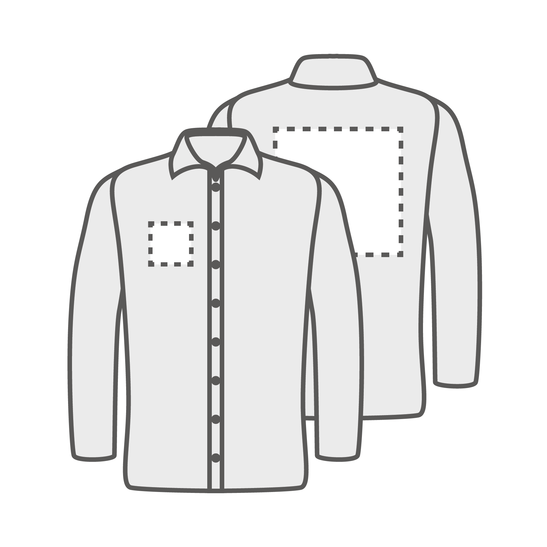 Poitrine et dos droits (10x10 cm)(25x25 cm)