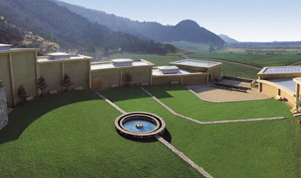 Das Hauptgebäude von Haras de Pirque hat die Form eines Hufeisens