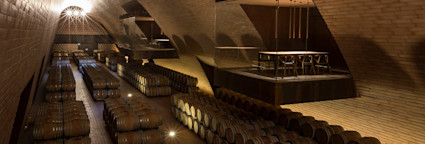 Moderner Barriquekeller auf dem Weingut Marchesi Antinori