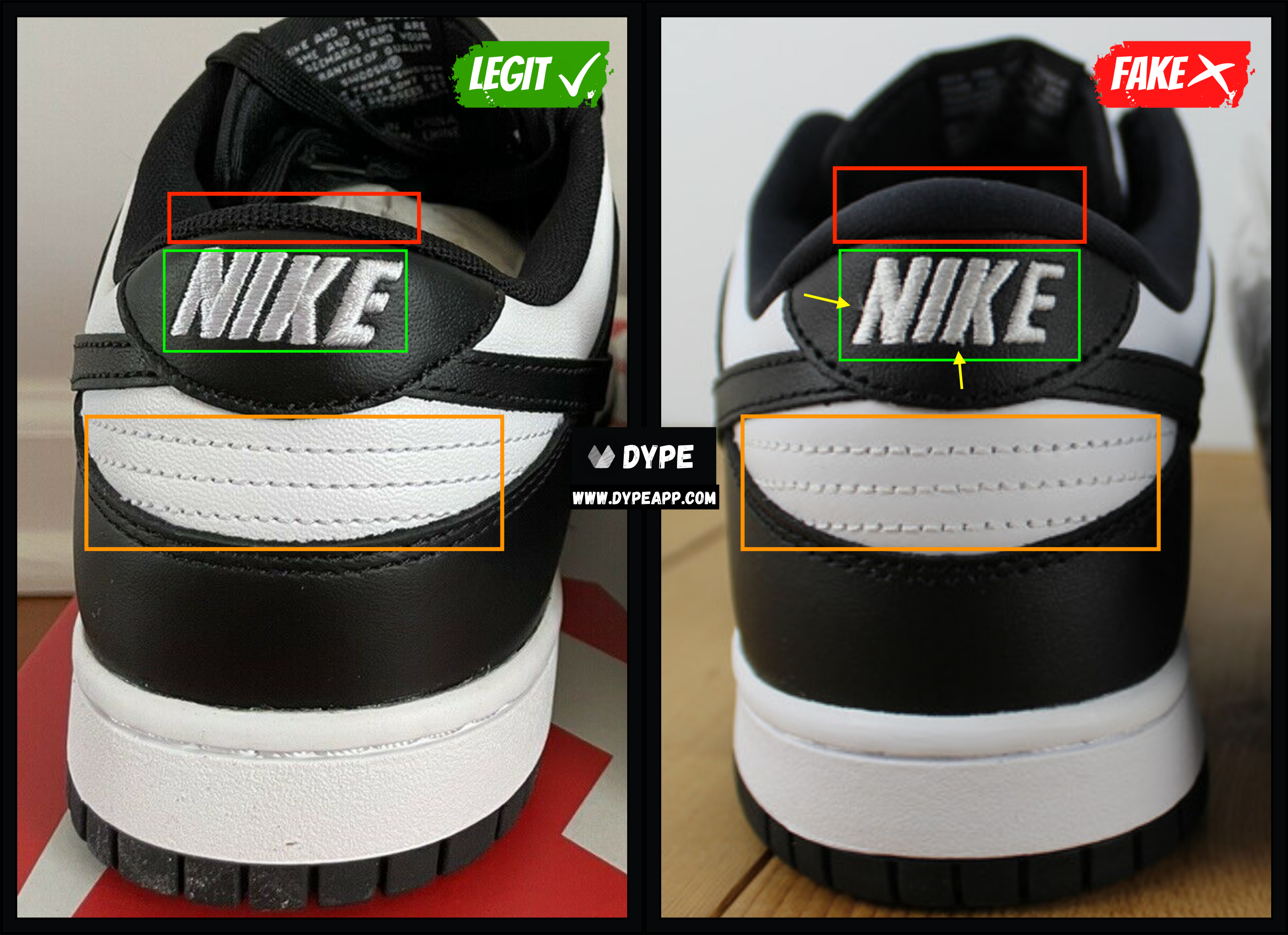 nike dunk low real vs fake