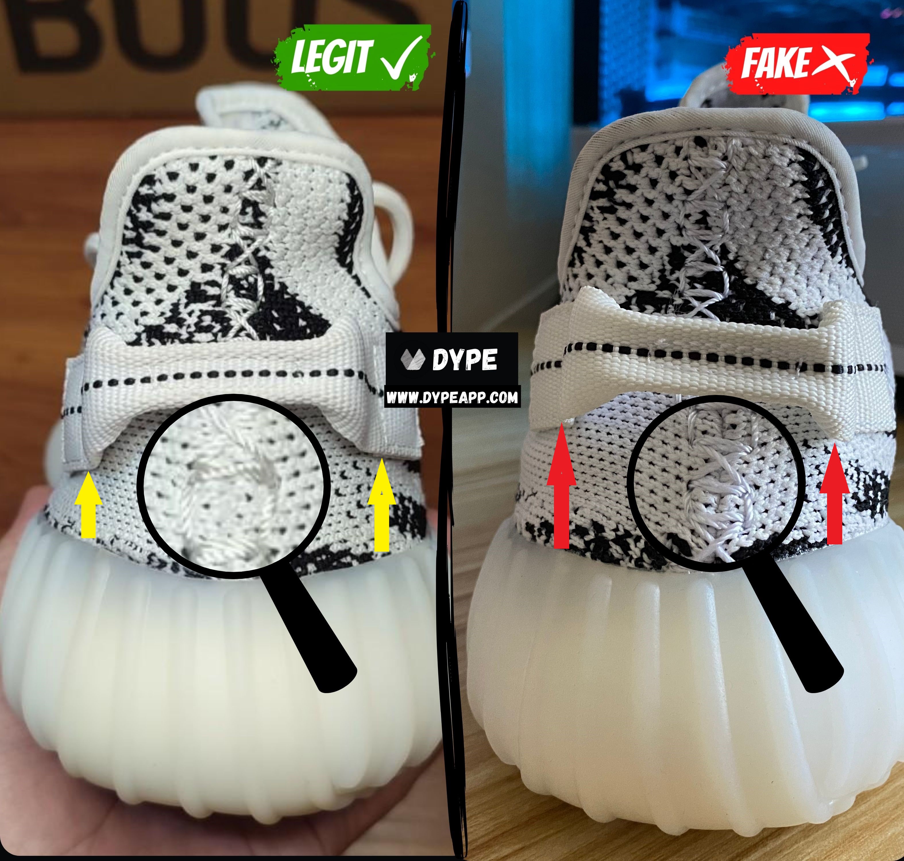 Adidas yeezy zebra shop original vs fake