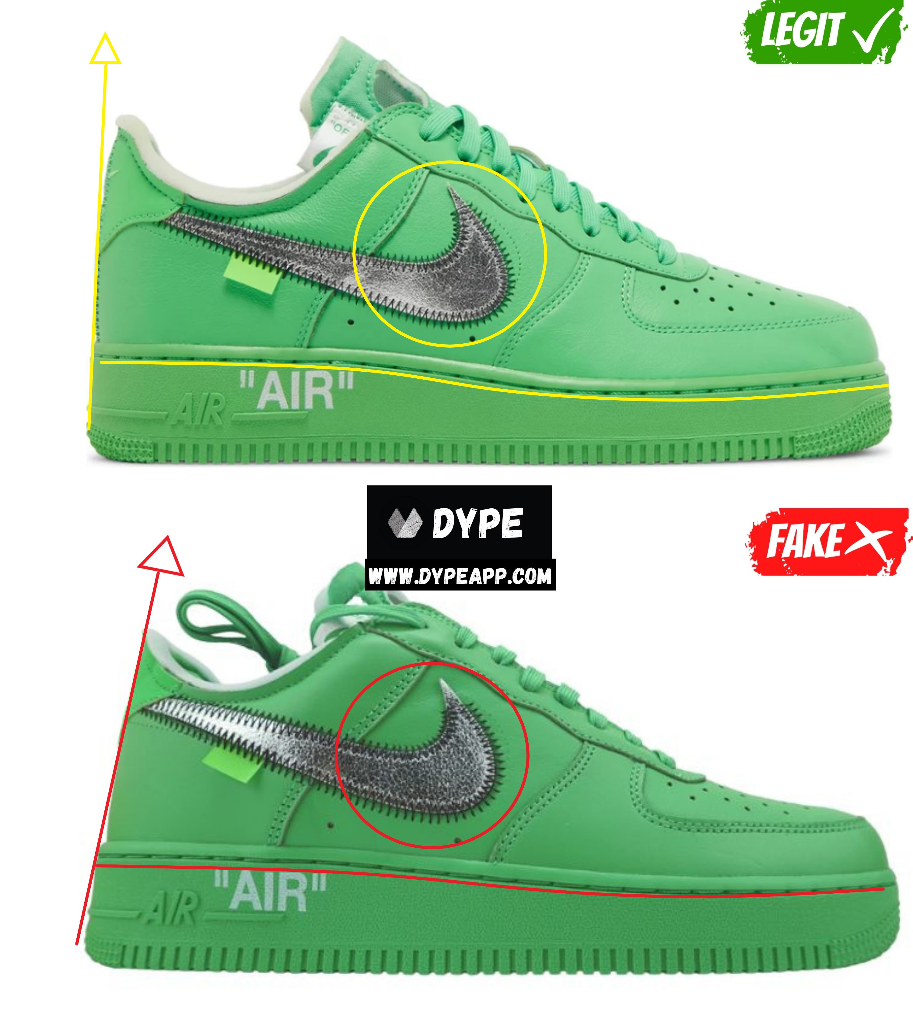 Real vs Good replica Nike Air Force 1. How to spot fake AF 1 07 sneakers 