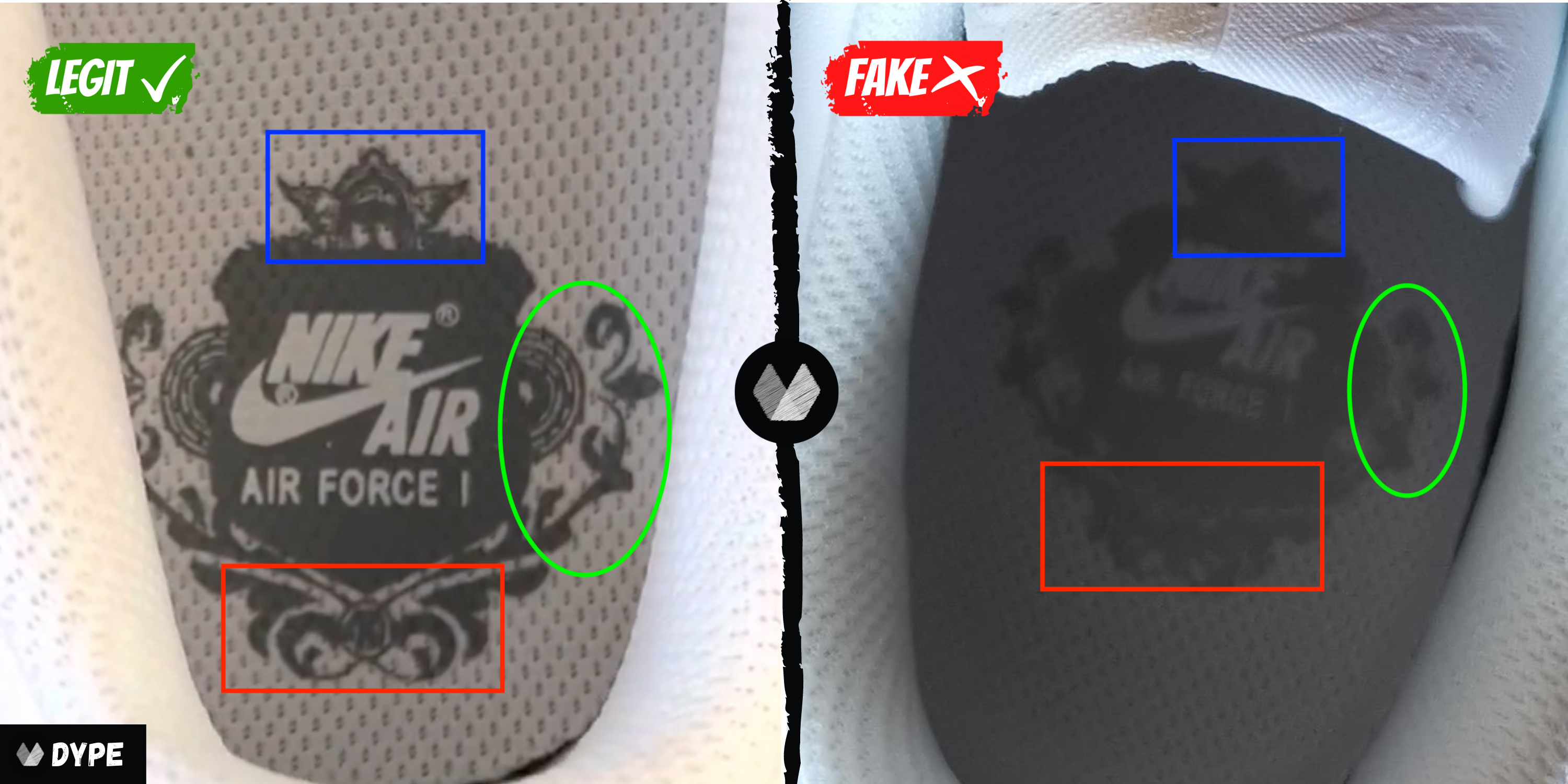 real vs fake air force 1 black and white｜TikTok Search