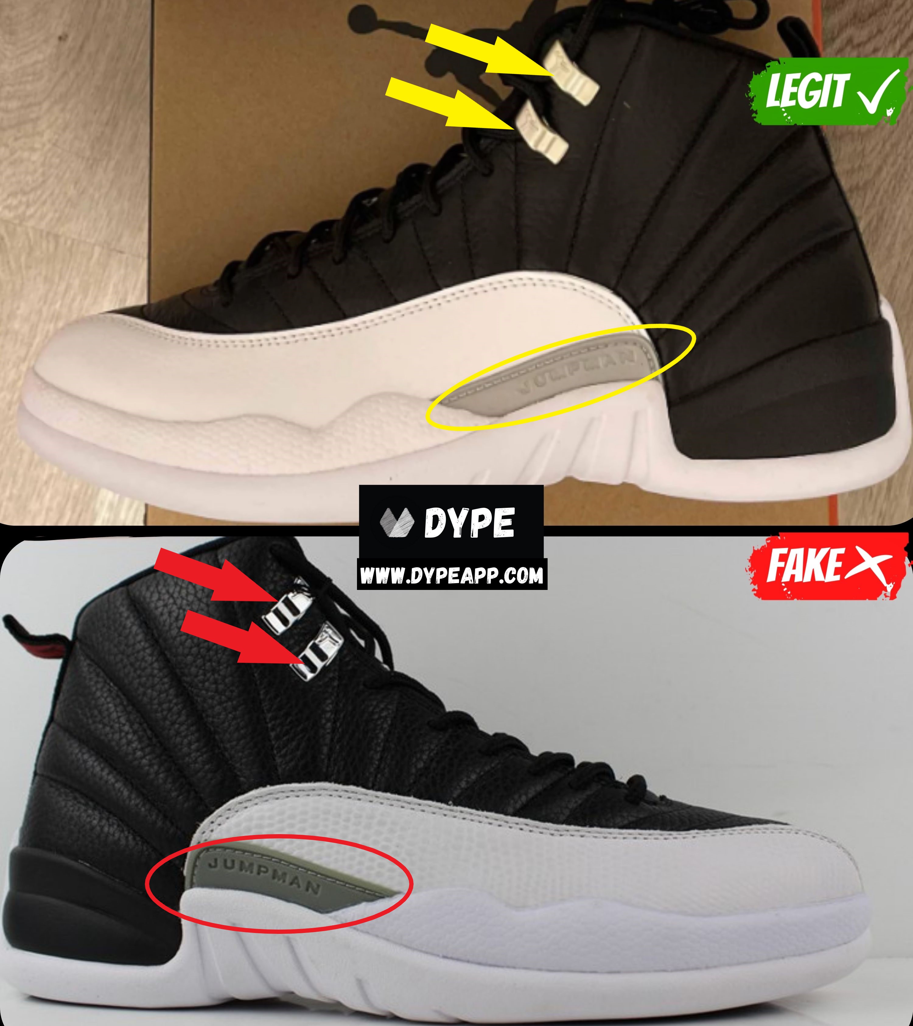 how to tell if the jordan 12s are fake