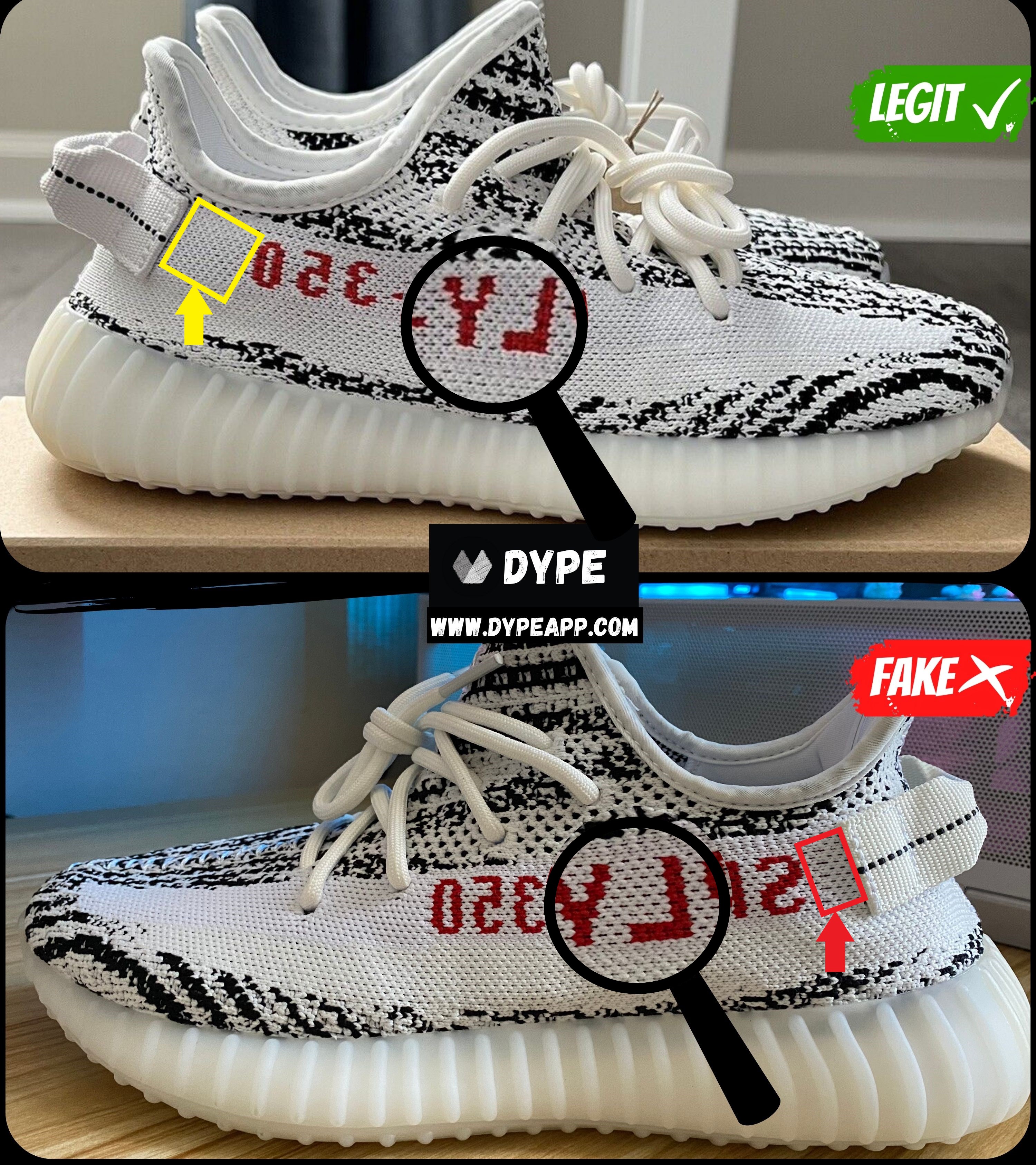 How to tell real shop yeezy boost 350 v2 zebra