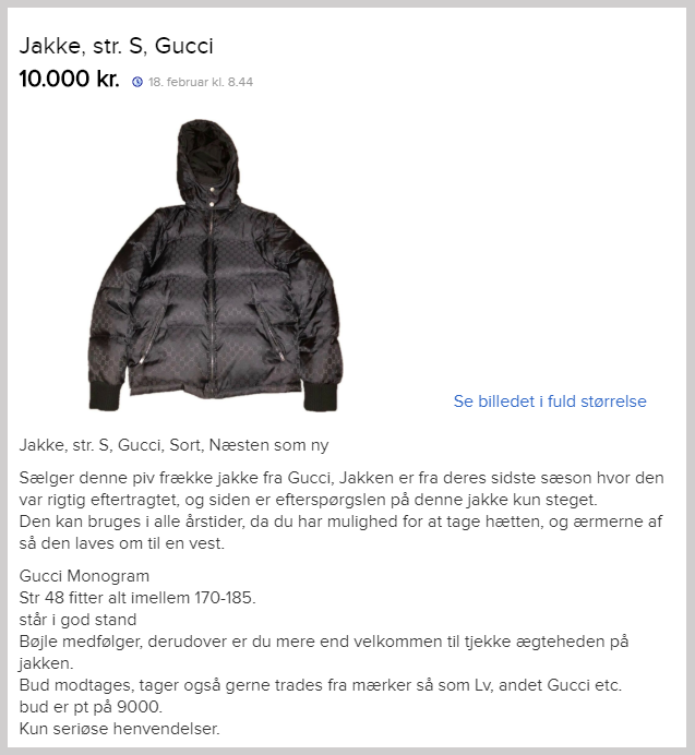 Det er særligt ved salg af streetwear, du i annonceteksterne vil støde på mærkværdige forkortelser.