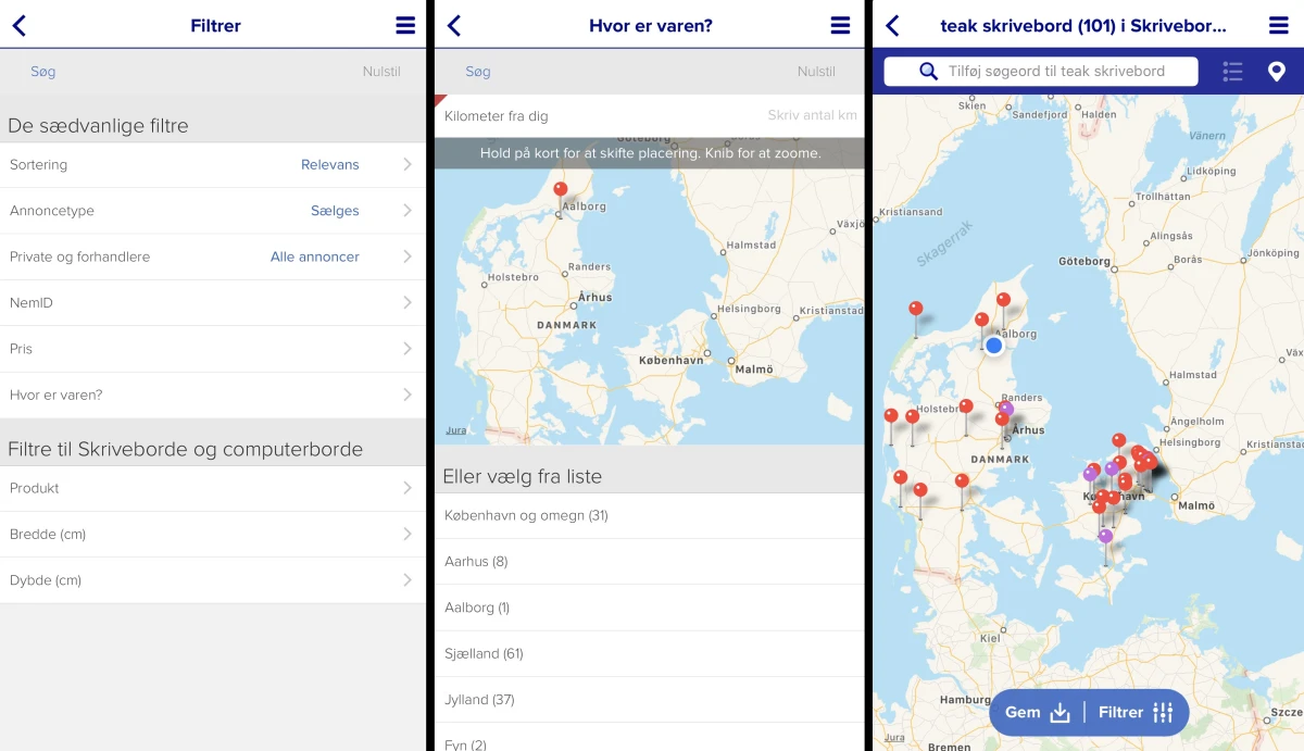 Søgefunktionerne i app’en er geniale. De gør, at du kan finde præcis det, du søger i dit nærområde