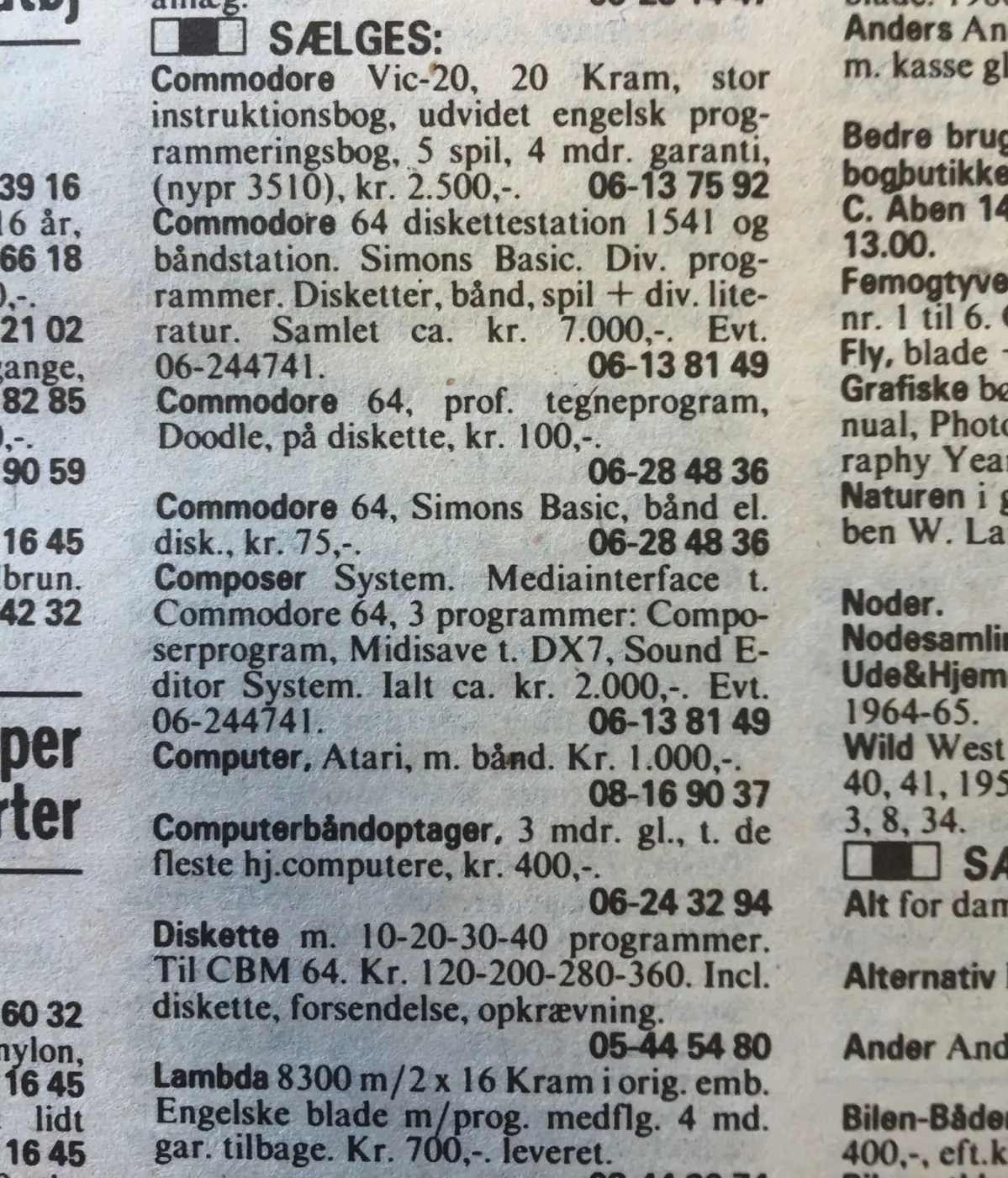 Commodore 64 var populær i 1980’erne og kunne selvfølgelig købes på DBA.