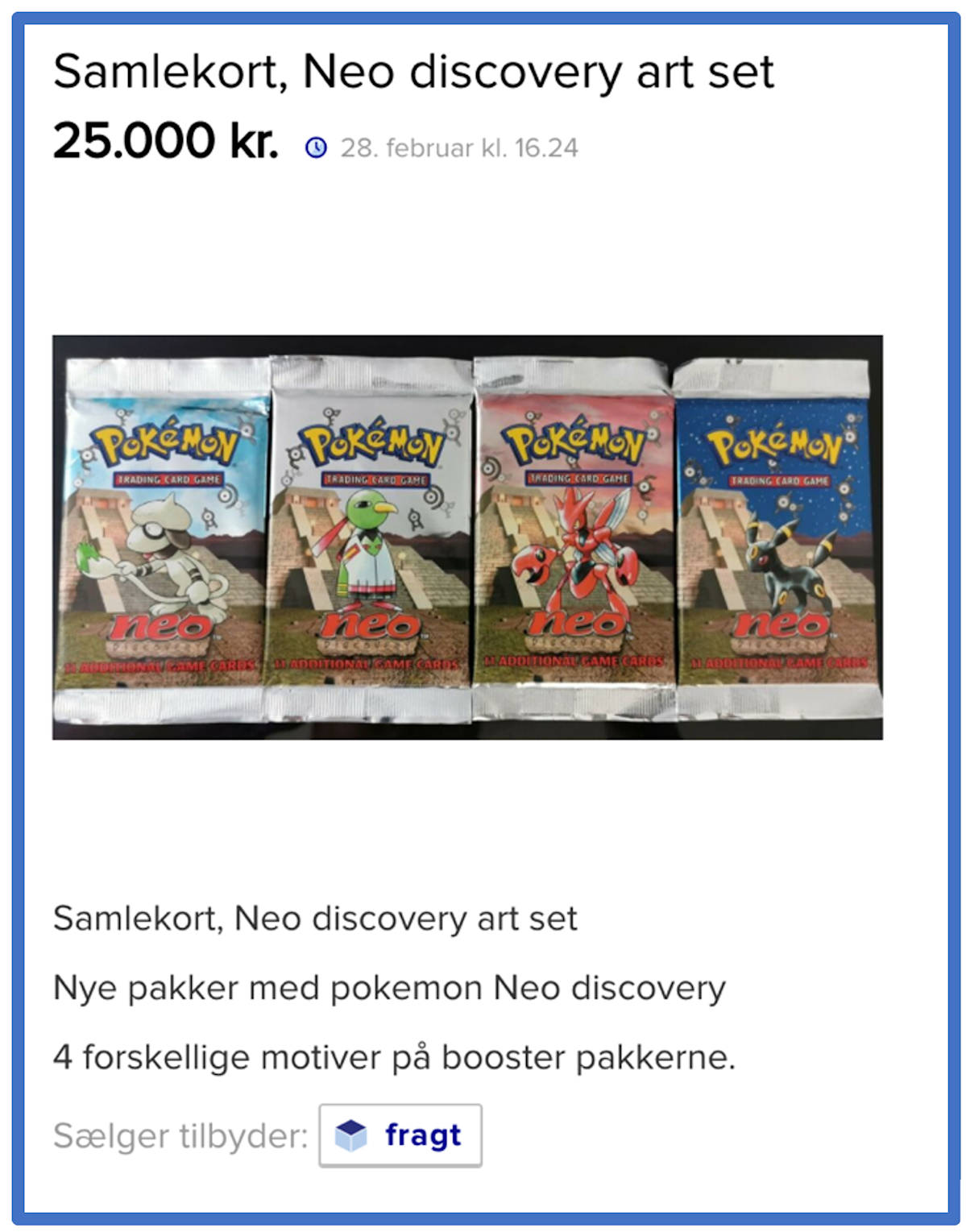 Der er mange annoncer på DBA, hvor folk sælger deres værdifulde Pokémon-kort. Billedet her viser de dyreste Pokémon-kort på DBA i skrivende stund.