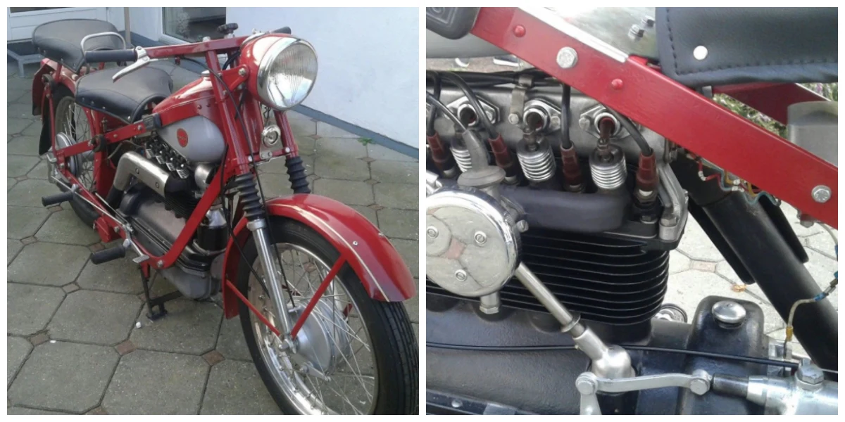 Denne Nimbus-motorcykel er en årgang 1954, og den kan du i skrivende stund købe på DBA. Det er Dennis fra byen Harndrup, der har motorcyklen til salg, og den koster 52.000 kroner