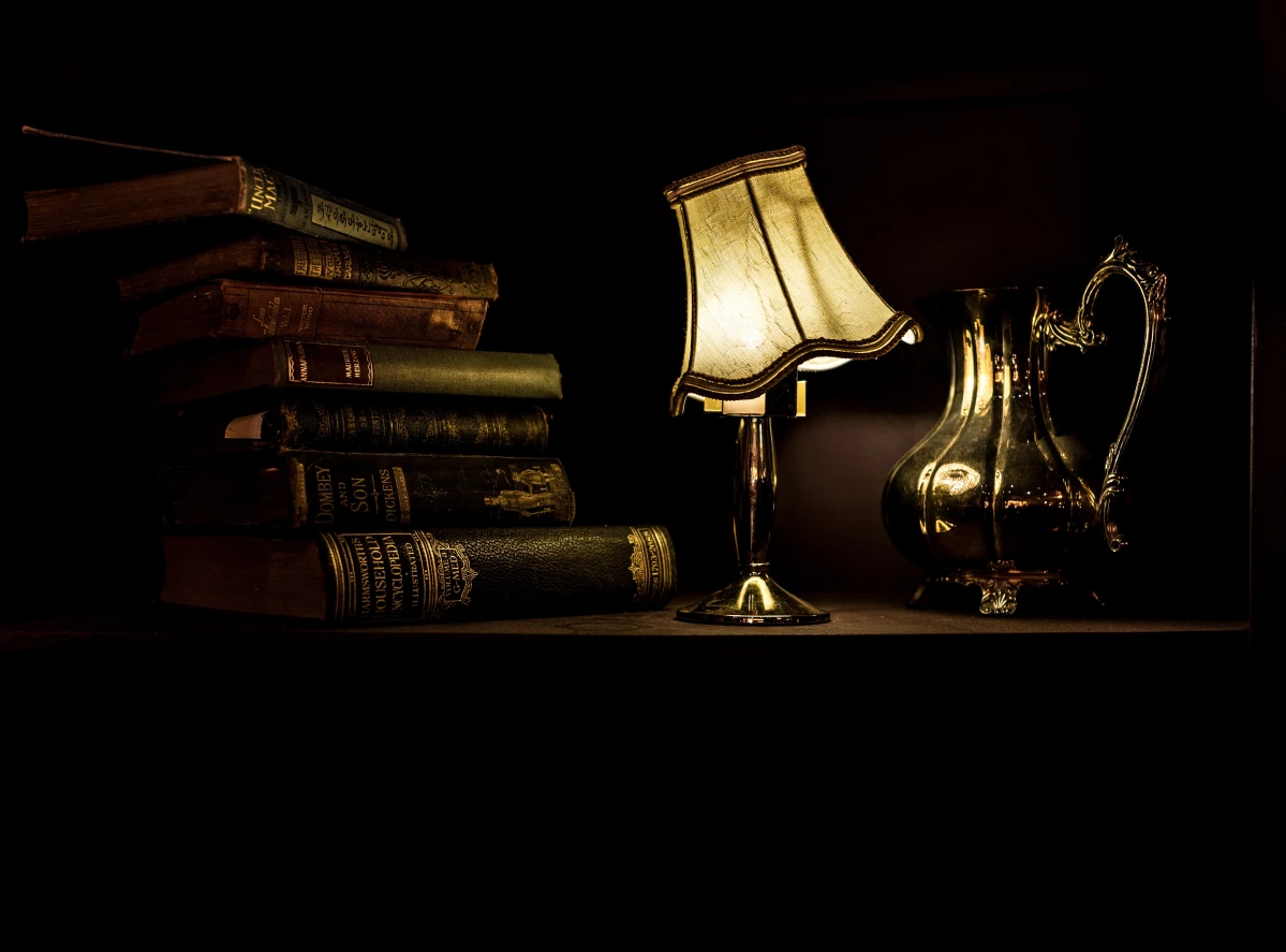 Hvis du finder en brugt lampe med stof, papir eller andet porøst materiale som skærm, skal du kigge godt efter, om den er ok. Photo by Jez Timms on Unsplash