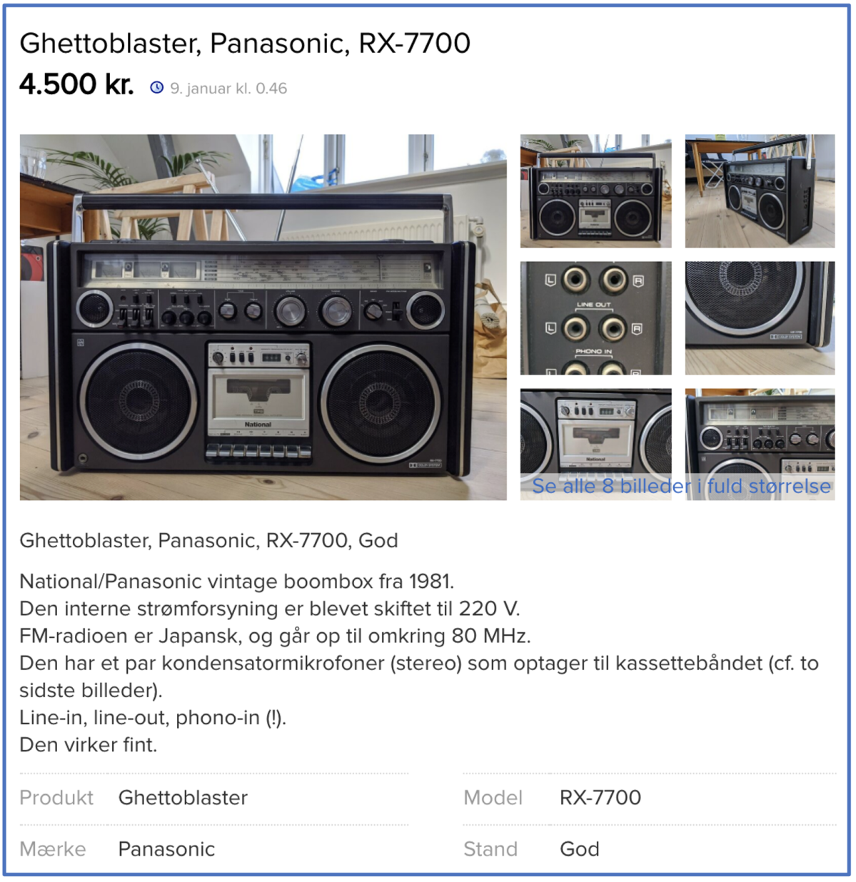 Det er Thomas fra København, der sælger den dyreste ghettoblaster på DBA.