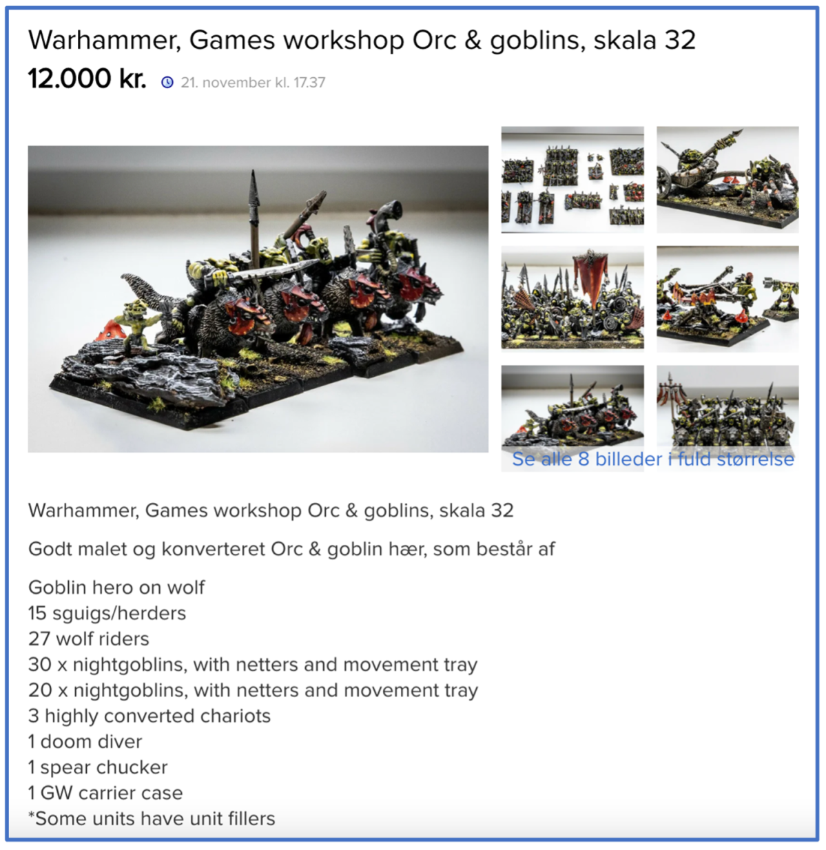 Kent fra Aalborg sælger disse Warhammer-figurer for 12.000 kroner.