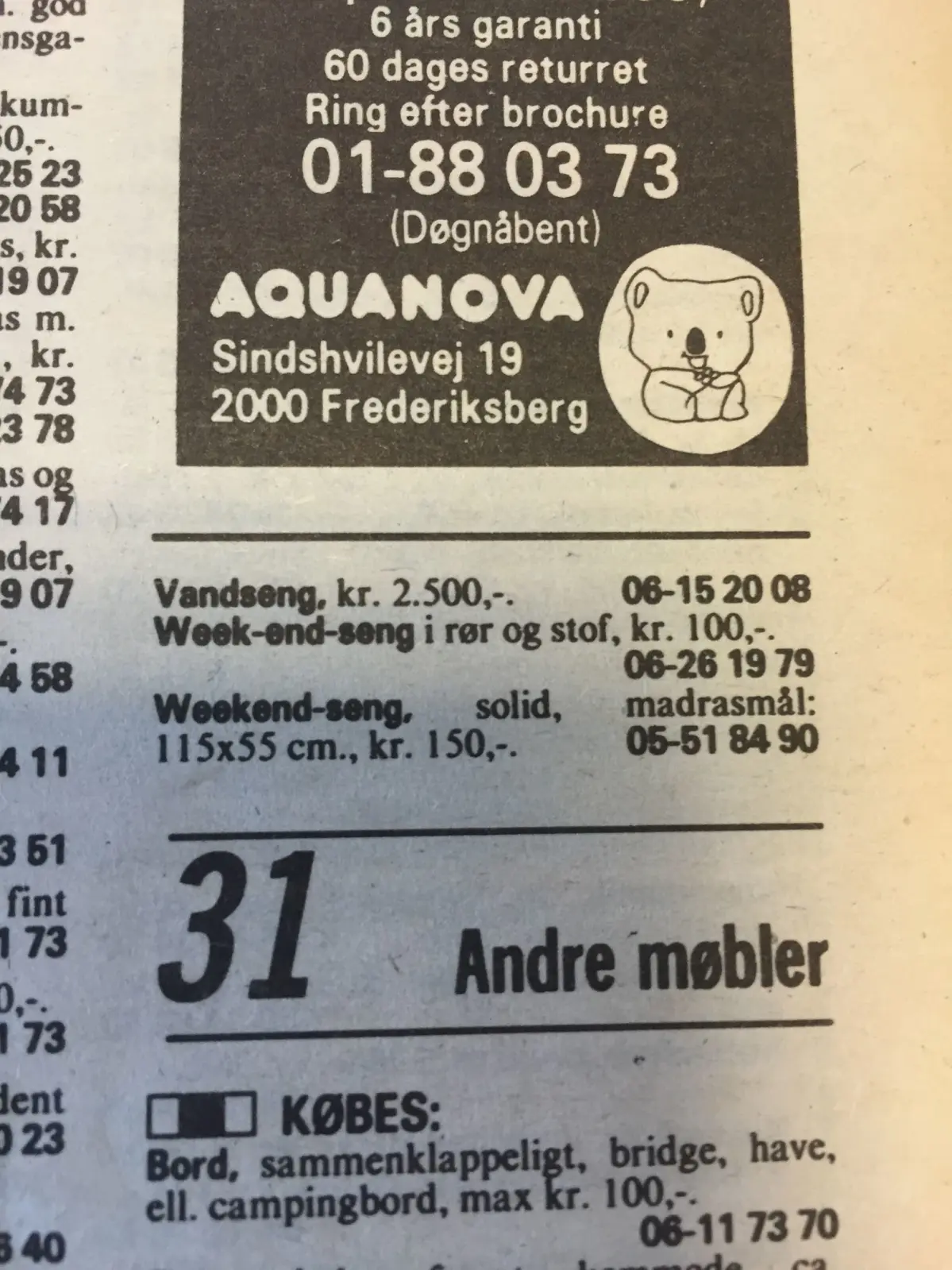 Vandsengen er en ægte klassiker fra 1980’erne, som den gang blev solgt brugt på DBA til 2.500 kroner.