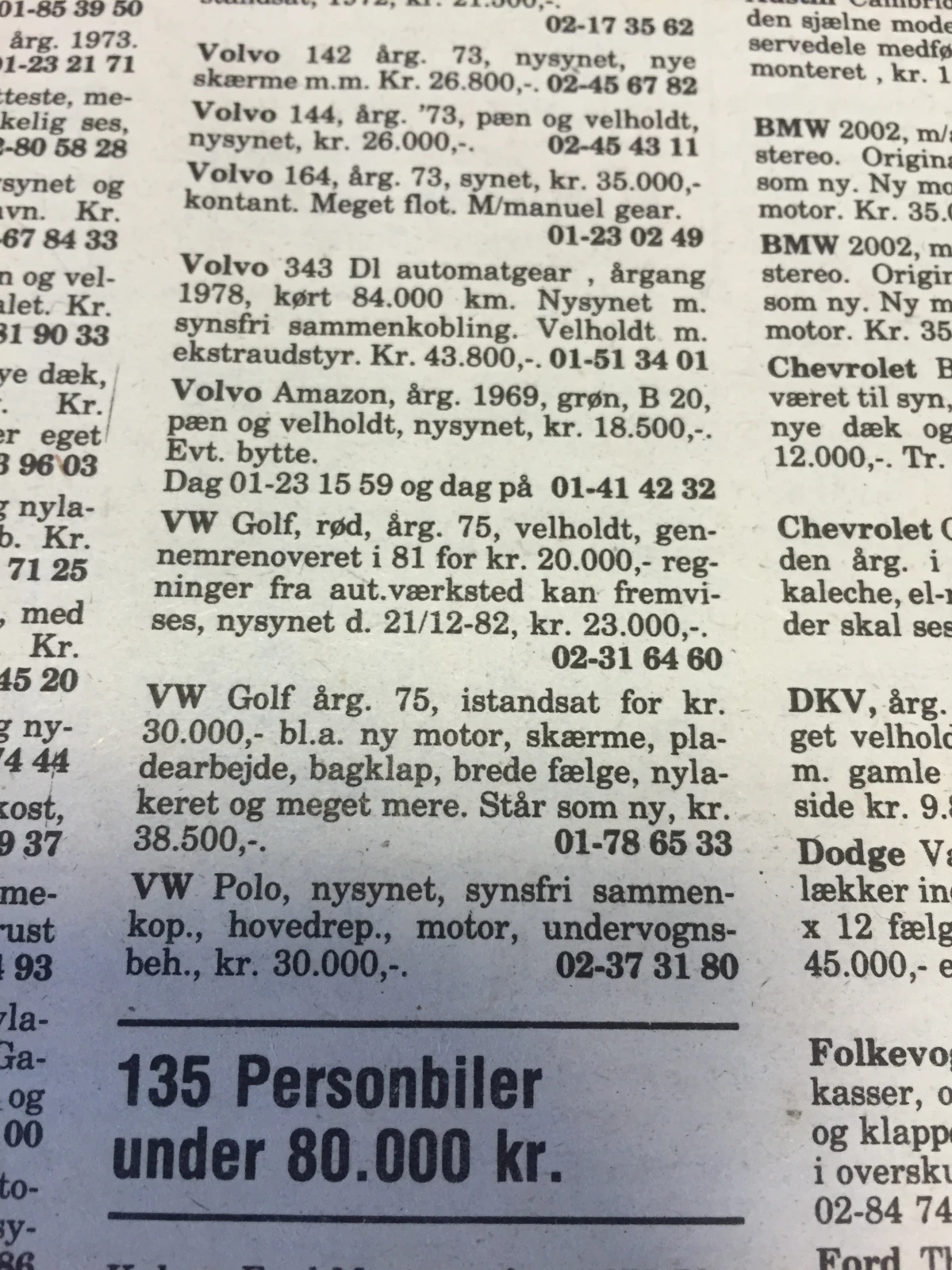 Fundet i Den Blå Avis fra 1984