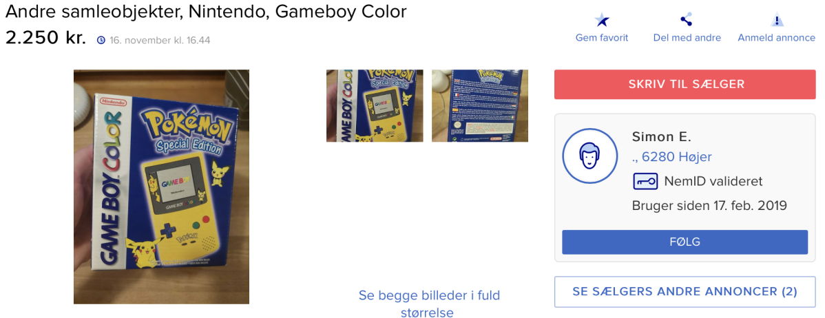 For 2.500 kroner kan du blive den heldige ejer af denne unikke gameboy.