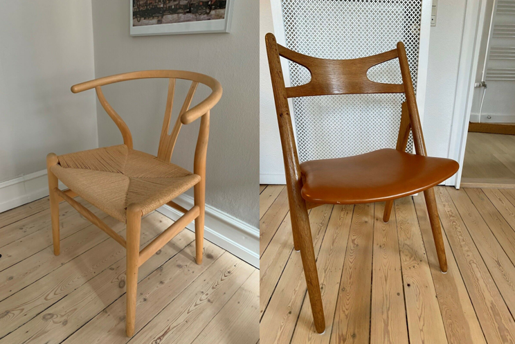 Du kan finde et hav af danske designklassikere på DBA. På billedet ses to stole af Hans J. Wegner.