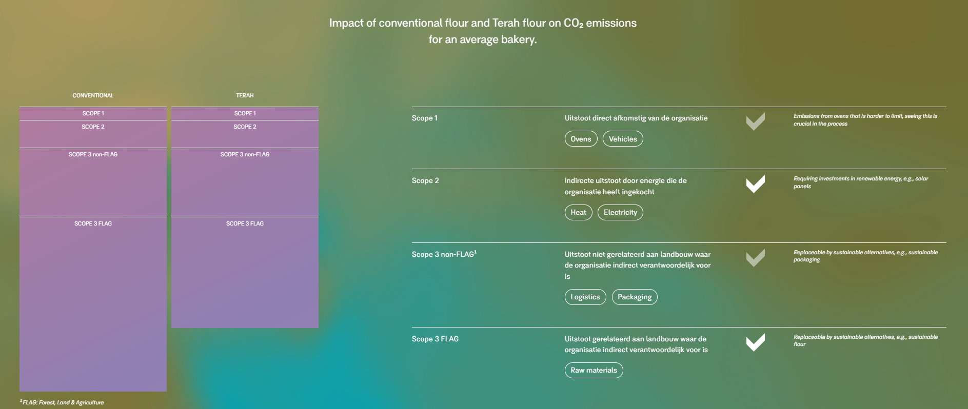 Impact of conventional flour and Terah flour on CO₂ emissions for an average bakery.