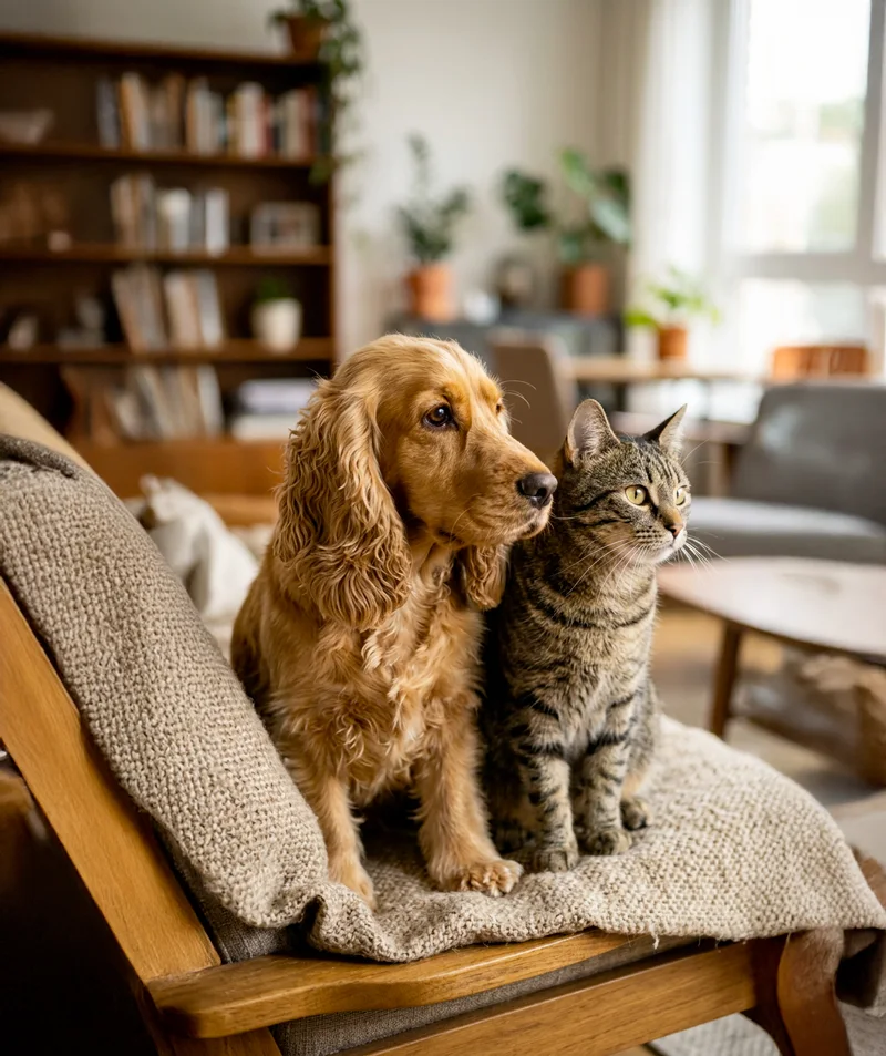 Complicité entre un chien et un chat Descr