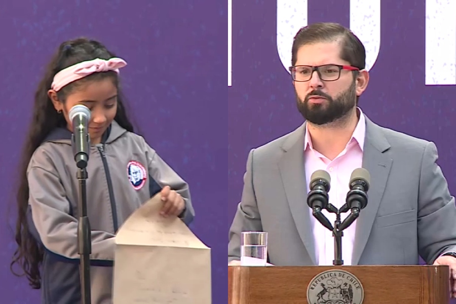 Niña leyó carta que le escribió a Boric: “Le quiero decir que usted es el mejor presidente del mundo”