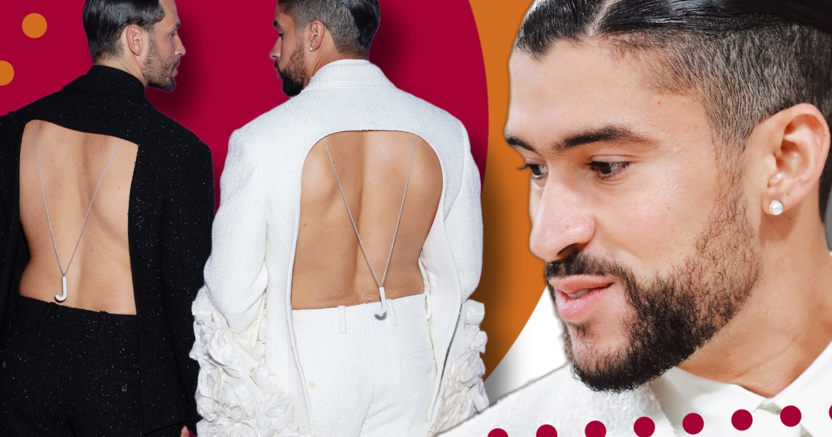 Bad Bunny desfila en el Met Gala 2023 con profundo escote y tremendo ‘macho’