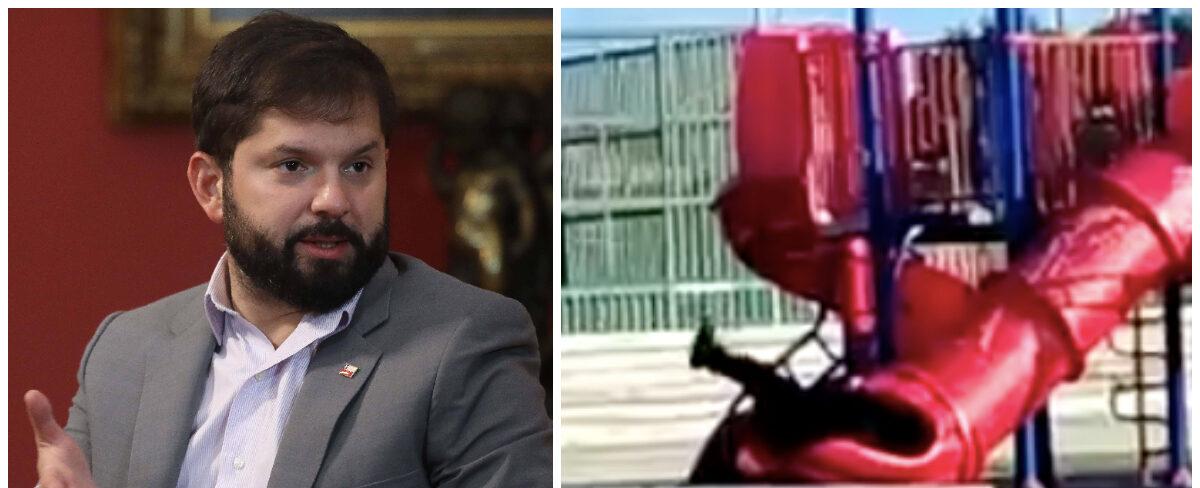 "Niegan infancia que todos llevamos dentro": La explicación de Boric por quedar atascado en un tobogán