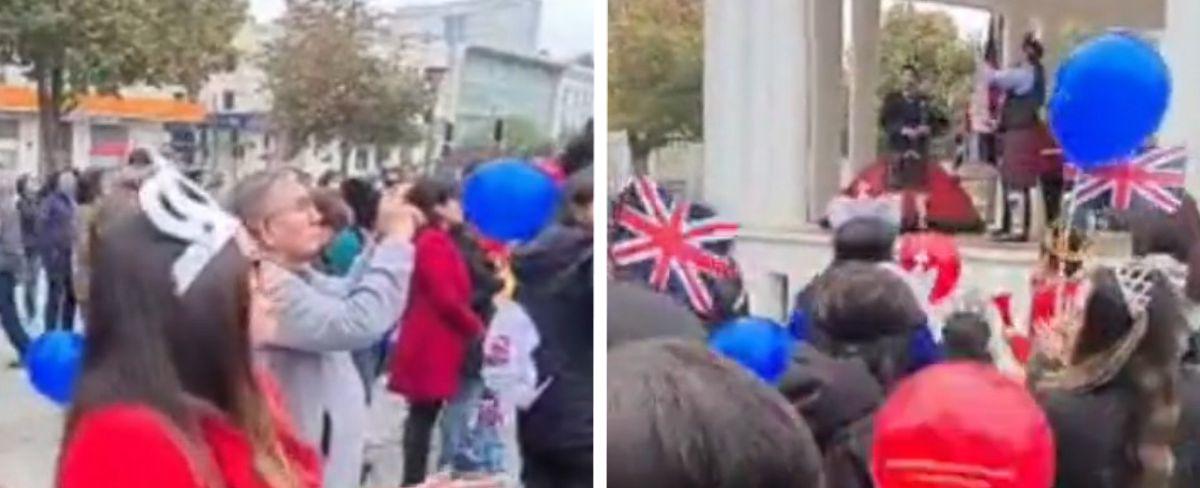 ¡Con gaita incluida!: En Conce salieron a la calle a celebrar la coronación del Rey Carlos III