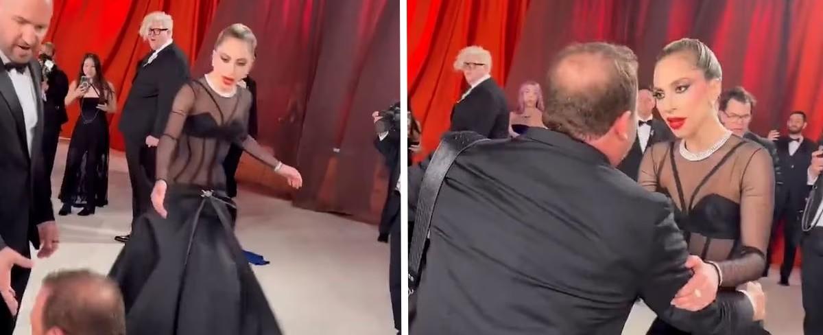 Lady Gaga ayudó a fotógrafo tras caerse en la alfombra roja en los Oscar: “Da clases de humildad”
