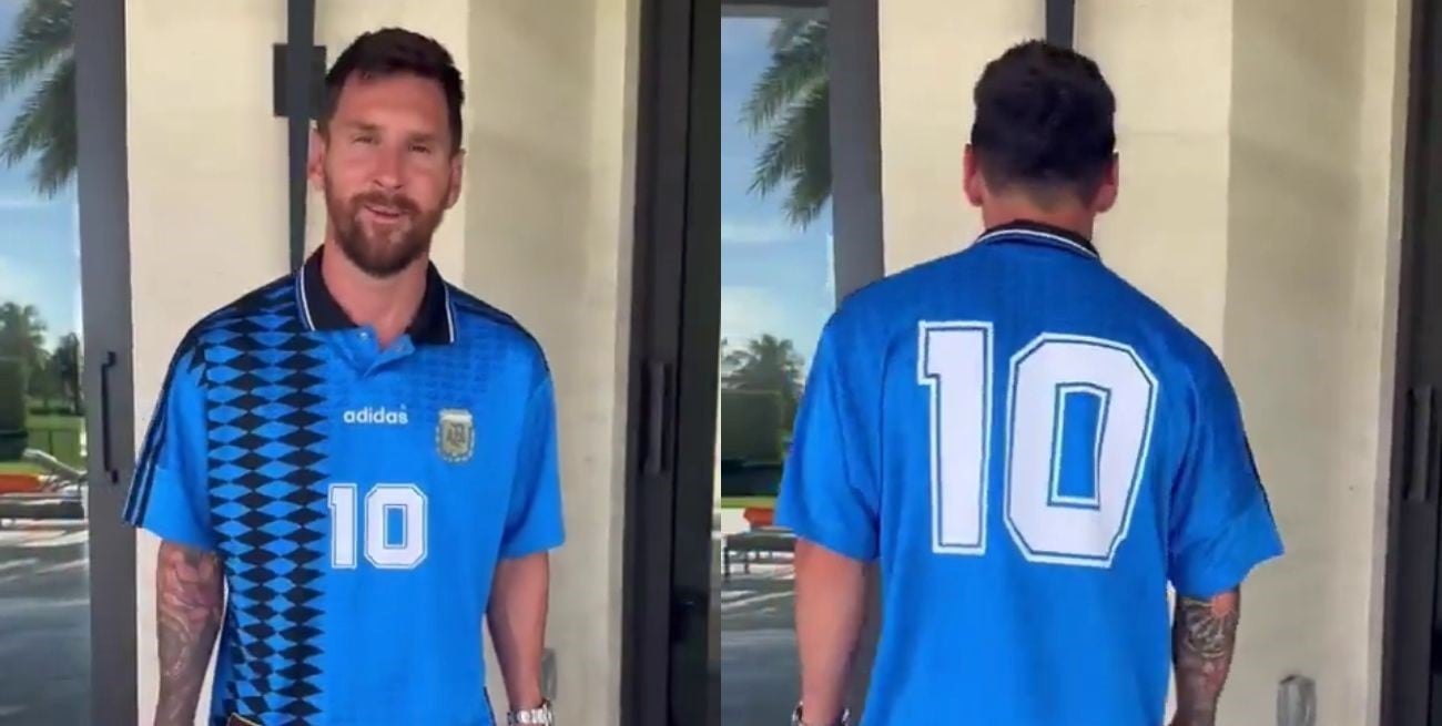 Video: Messi lució la camiseta que usó Maradona en el Mundial de Estados Unidos 1994