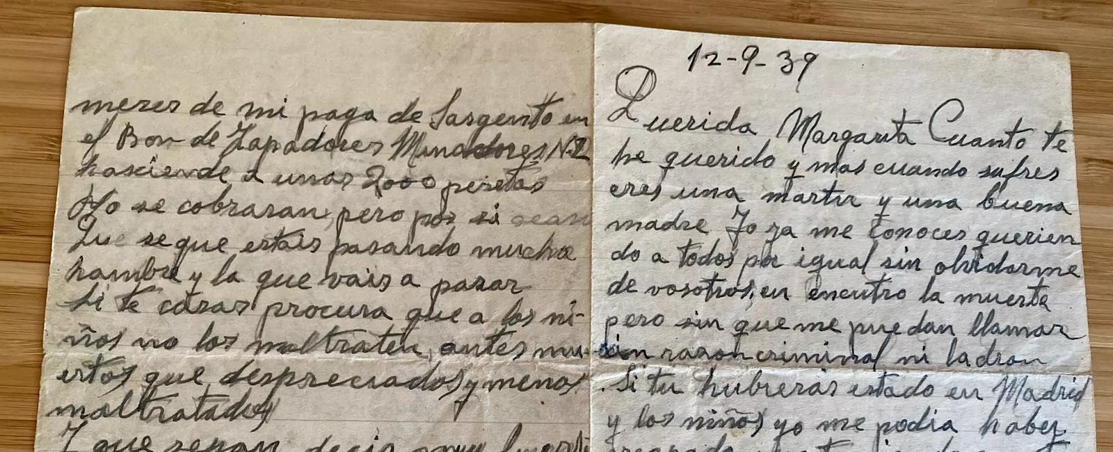 Las cartas de los presos republicanos antes de morir: "Hijos, cuánto os he querido, pero todo terminó"