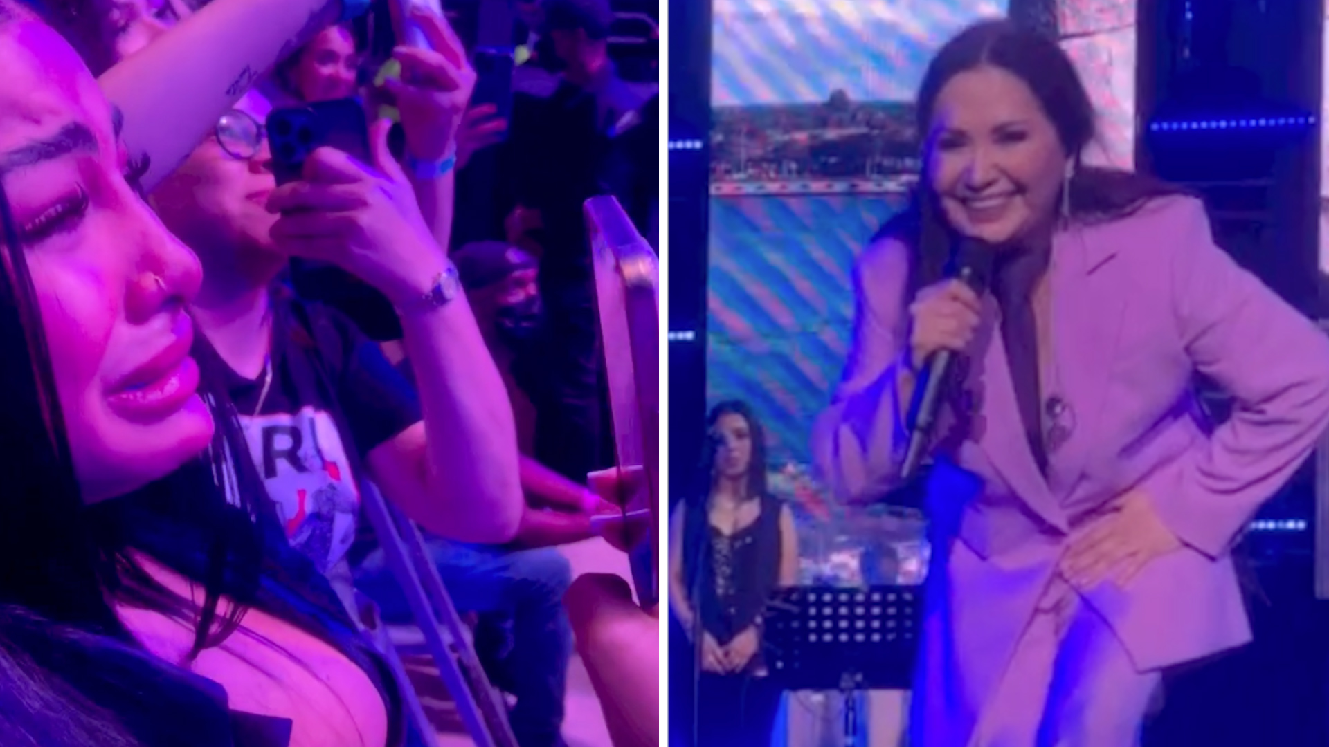 Yailin llora desconsolada al ver que Ana Gabriel la reconoció en uno de sus conciertos