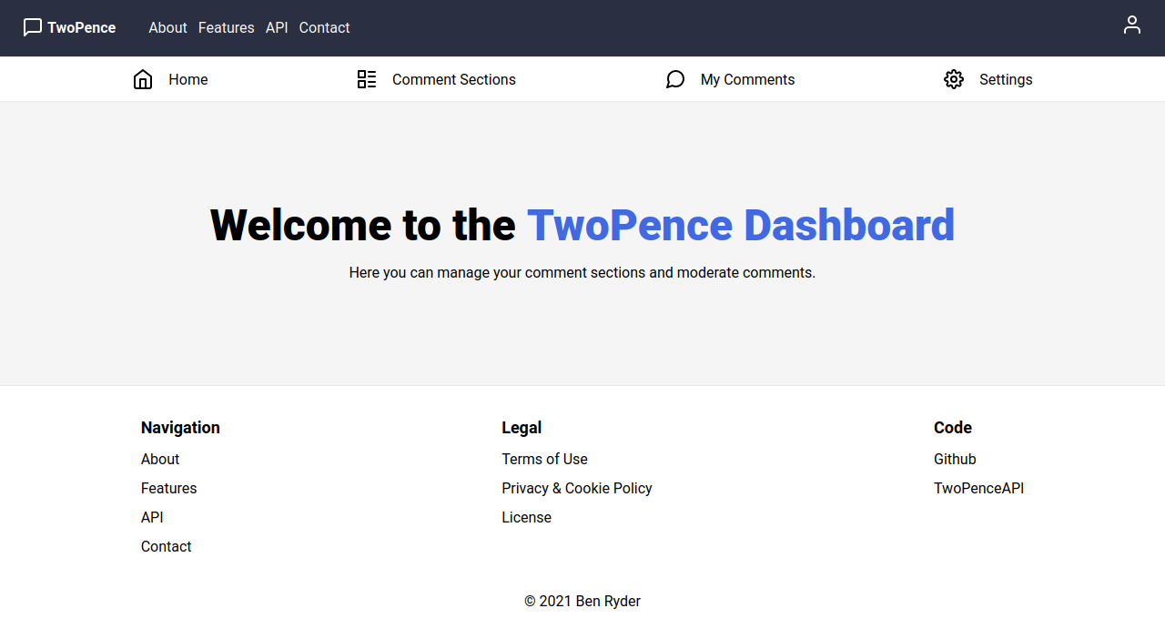 TwoPence - Dashboard