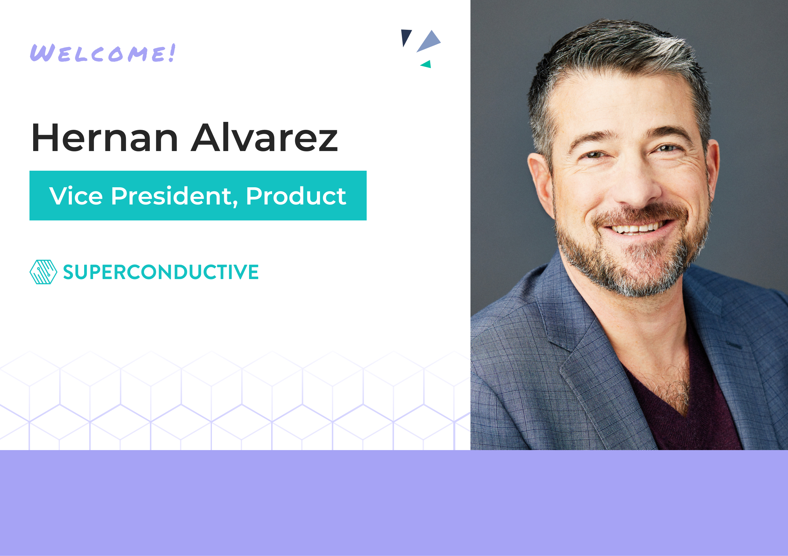 Cover card with welcome text for Hernan Alvarez and headshot