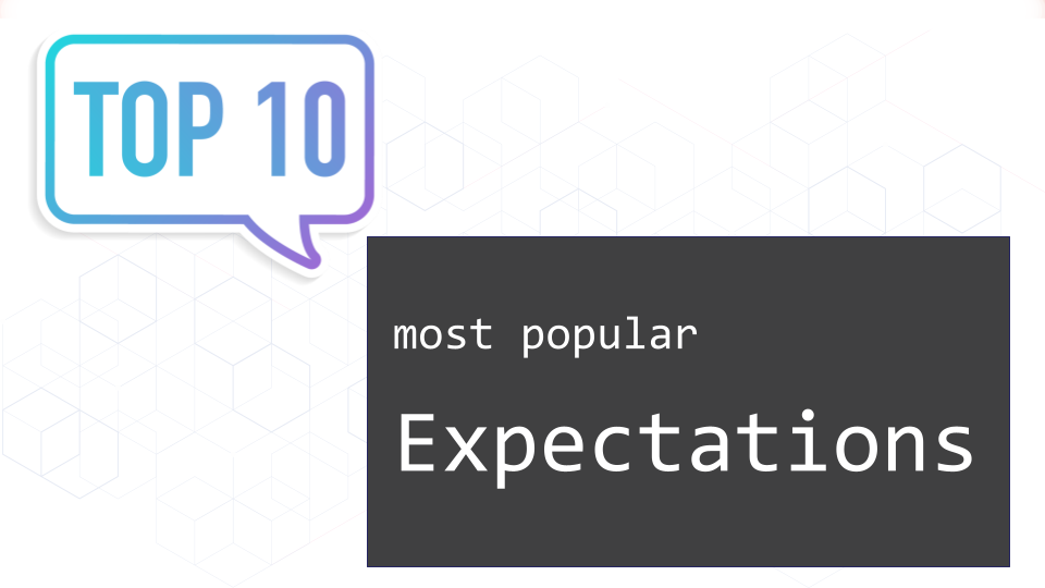 Cover card with "Top 10 most popular Expectations" in stylized text