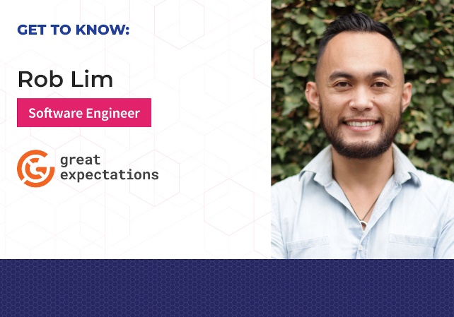 Get to know card with Rob Lim's headshot, title, and the GX logo