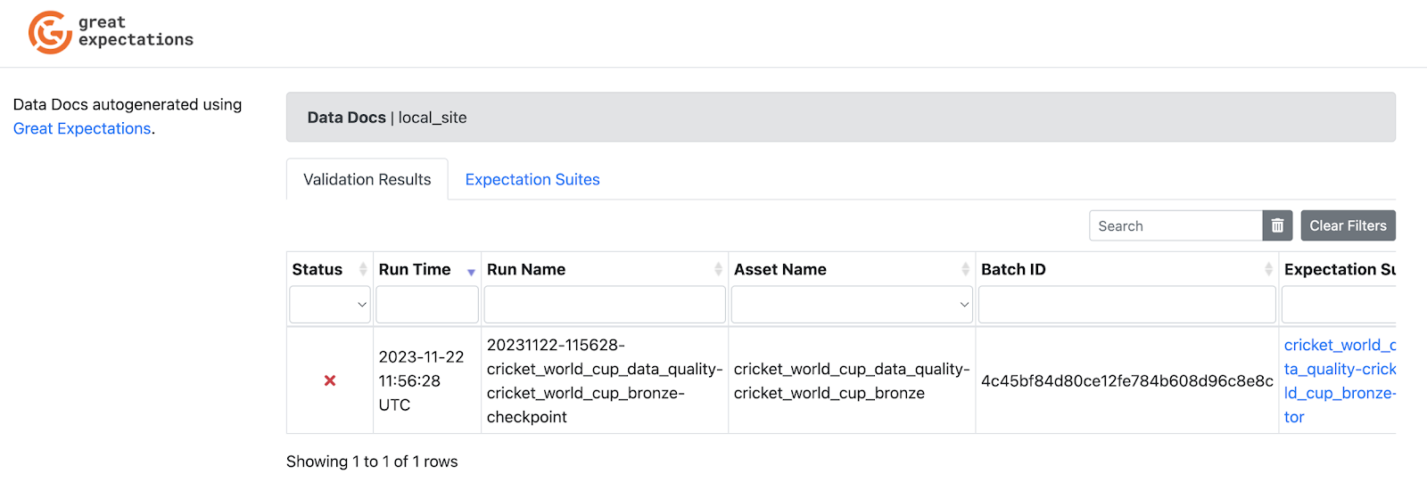 Lakehouse Engine + GX failed validation