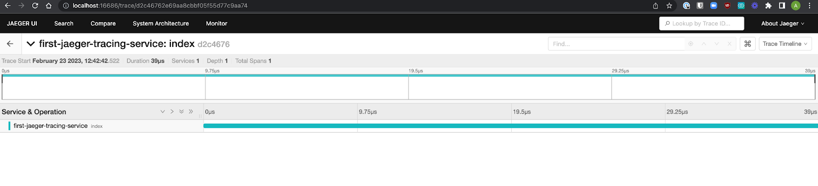 Screenshot of generated span