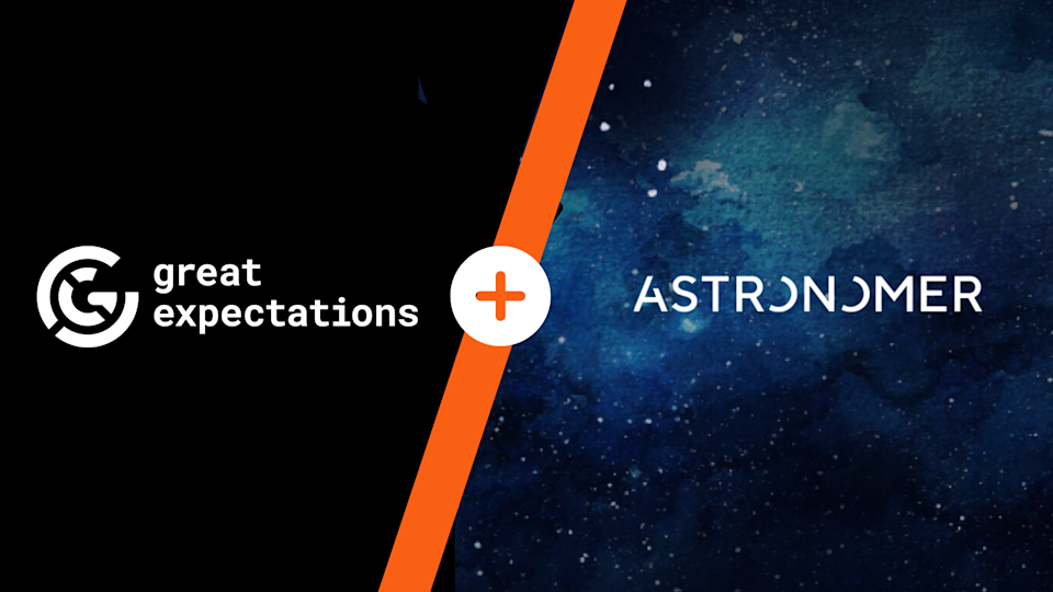 Great Expectations Airflow provider banner, the GX and the Astronomer logos