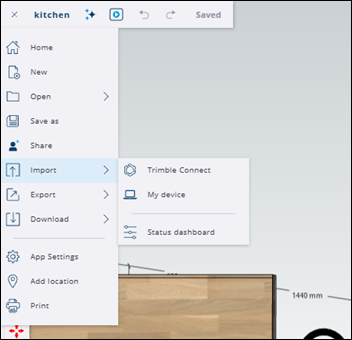 image web import menu option