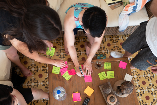 A group of cLabbers using sticky notes 