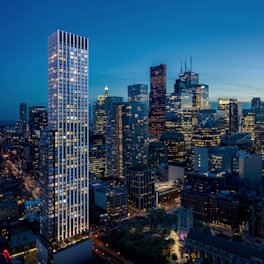 Aerial view of the Queen Church Condo Building