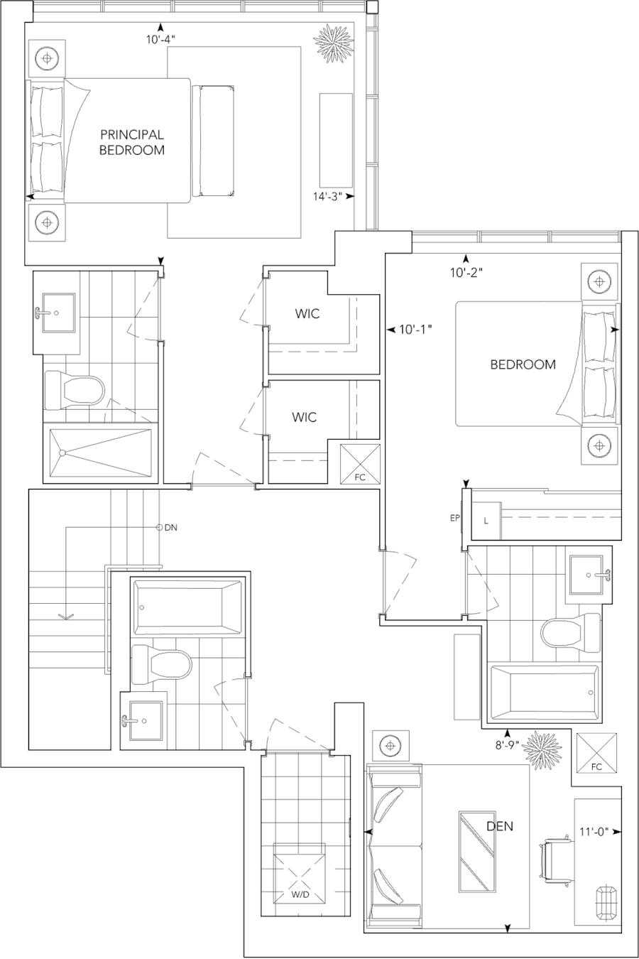 Auberge on the Park Suite 518 Upper Level Floorplan