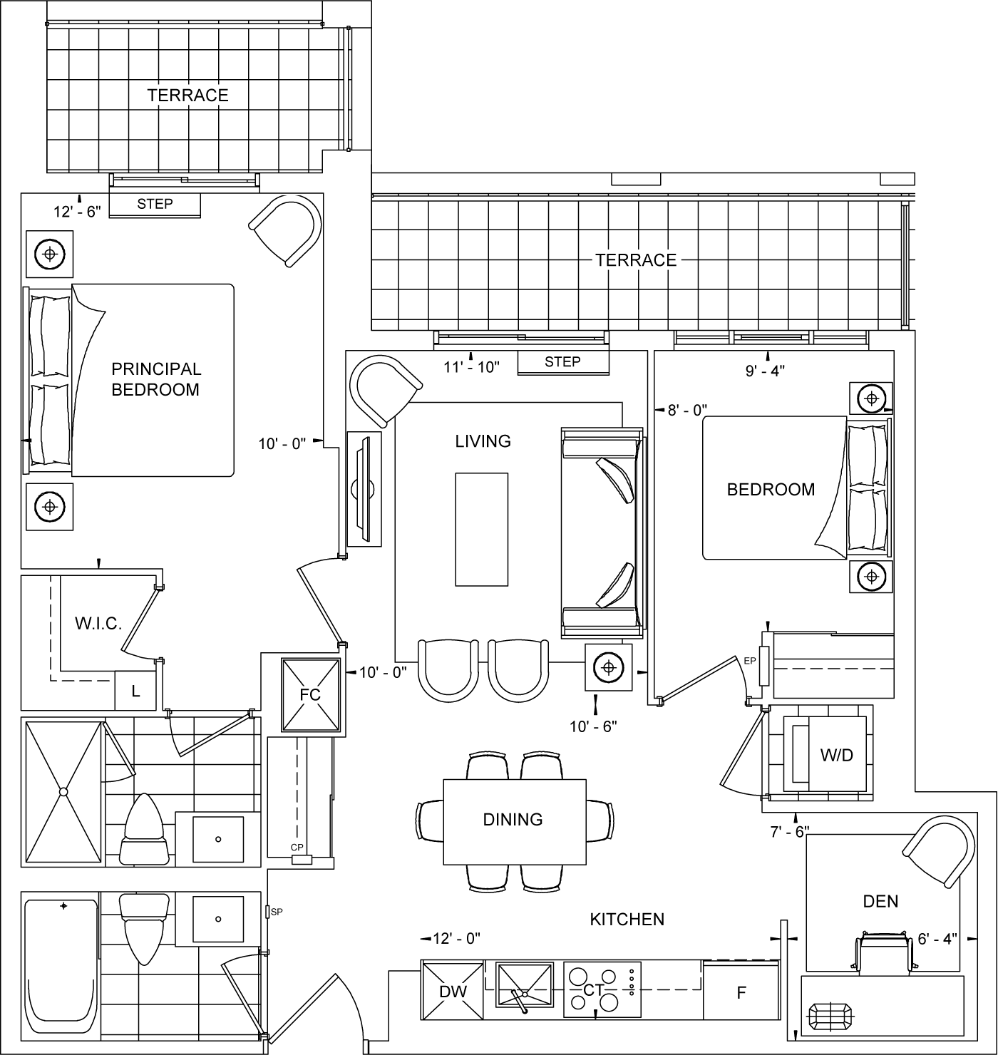 The Dupont Suite 2U+DT Floorplan