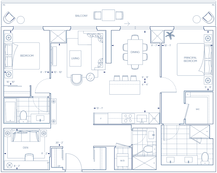 Harbourwalk 2Q+DB Floorplan