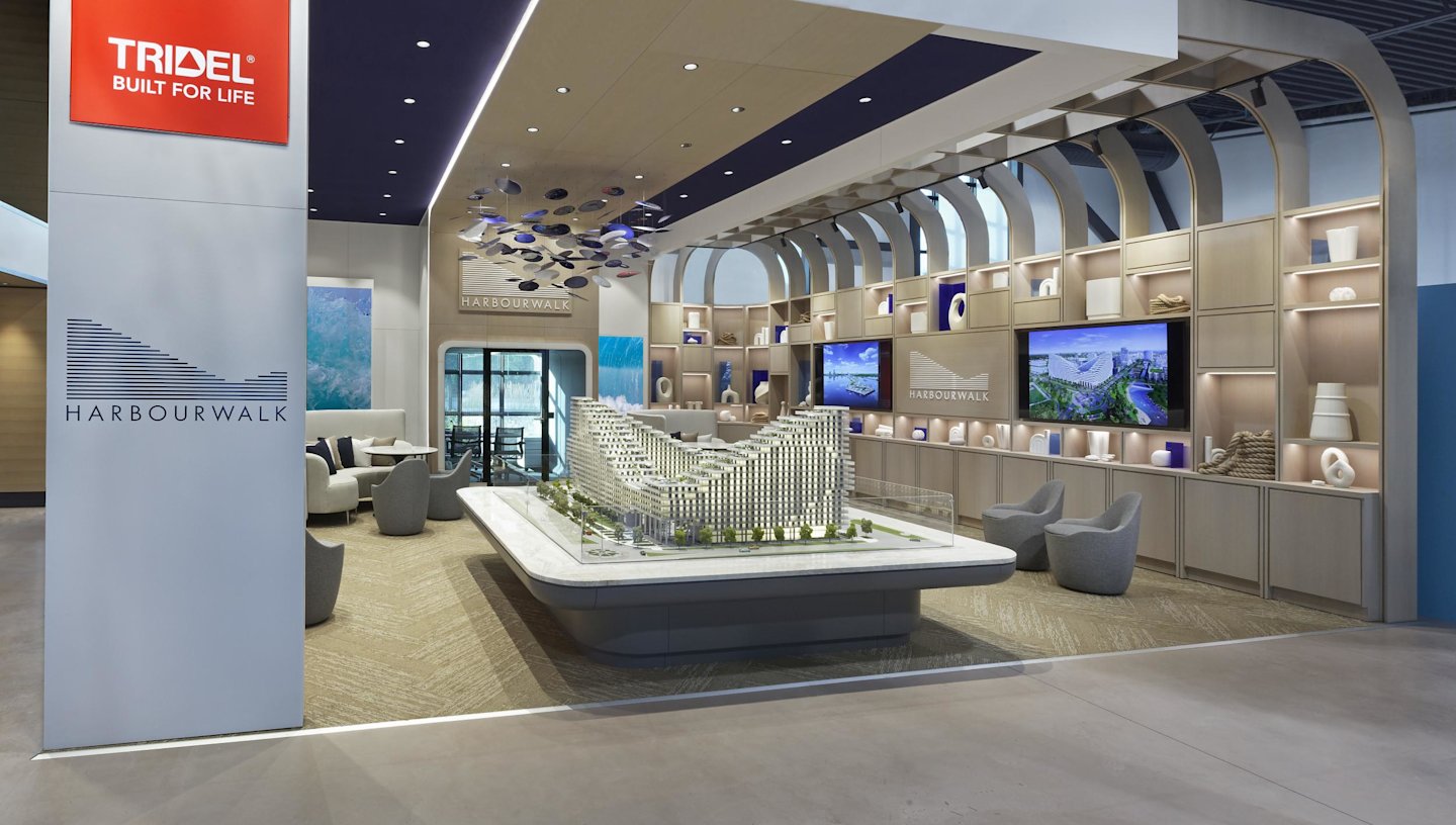 Inside Lakeview's Discovery Centre with view of the Harbourwalk scale model