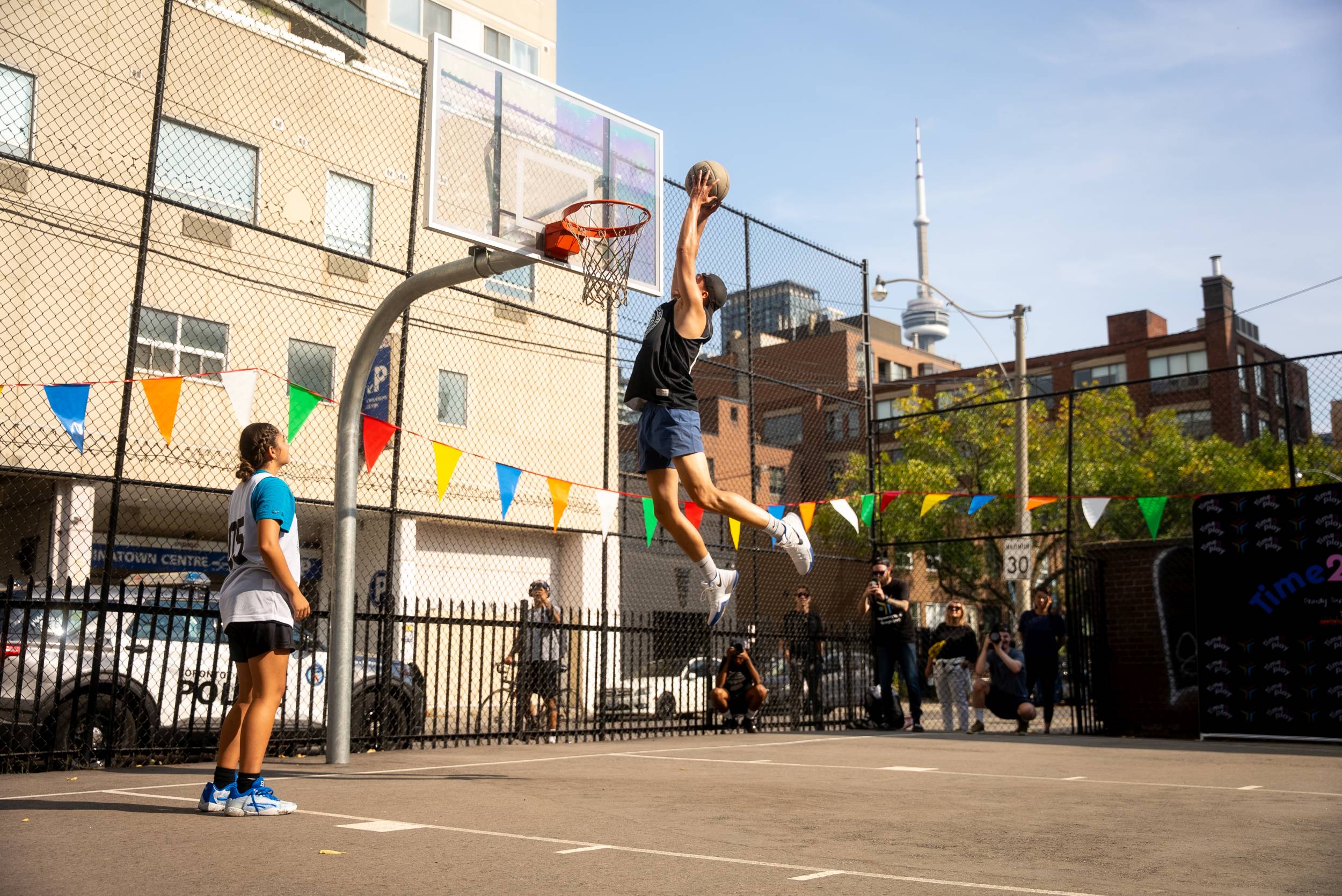 A slam dunk on the basketball court in Alexandra Park